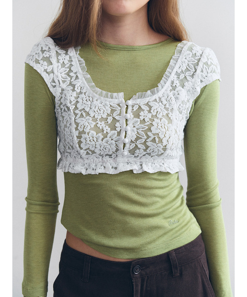 ROLAROLA(ロラロラ)の「キャップスリーブ レースビスチェ ホワイト(Tシャツ/カットソー・レディース・ホワイト・SMALL/MEDIUM)」の1枚目の写真