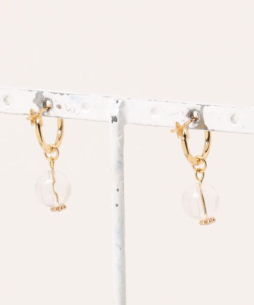 tone（トーン）の「【cocolani】［金属アレルギー対応］2way 天然石 フープピアス(MA)（ピアス（両耳用）・レディース・ダークグレー/ホワイト/クリア/ベージュ/ブルー/キャメル/ピンク/グリーン・FREE）」の16枚目の写真