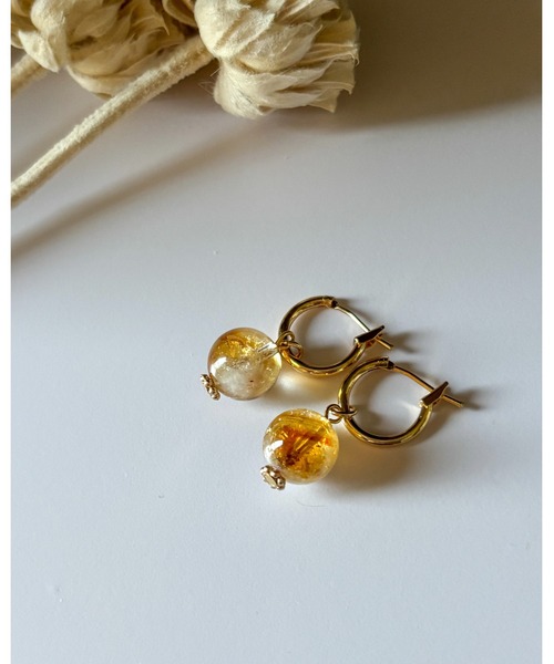 tone（トーン）の「【cocolani】［金属アレルギー対応］2way 天然石 フープピアス(MA)（ピアス（両耳用）・レディース・ダークグレー/ホワイト/クリア/ベージュ/ブルー/キャメル/ピンク/グリーン・FREE）」の6枚目の写真