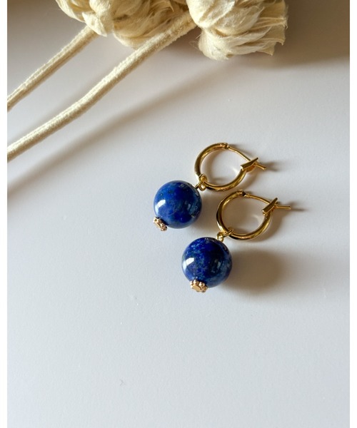 tone（トーン）の「【cocolani】［金属アレルギー対応］2way 天然石 フープピアス(MA)（ピアス（両耳用）・レディース・ダークグレー/ホワイト/クリア/ベージュ/ブルー/キャメル/ピンク/グリーン・FREE）」の18枚目の写真