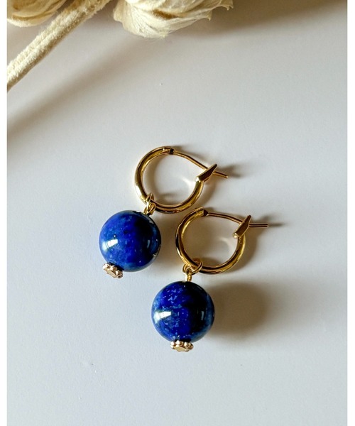 tone（トーン）の「【cocolani】［金属アレルギー対応］2way 天然石 フープピアス(MA)（ピアス（両耳用）・レディース・ダークグレー/ホワイト/クリア/ベージュ/ブルー/キャメル/ピンク/グリーン・FREE）」の19枚目の写真