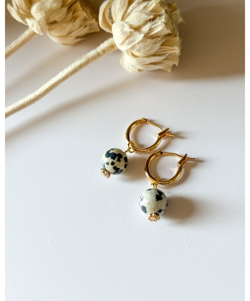 tone（トーン）の「【cocolani】［金属アレルギー対応］2way 天然石 フープピアス(MA)（ピアス（両耳用）・レディース・ダークグレー/ホワイト/クリア/ベージュ/ブルー/キャメル/ピンク/グリーン・FREE）」の22枚目の写真