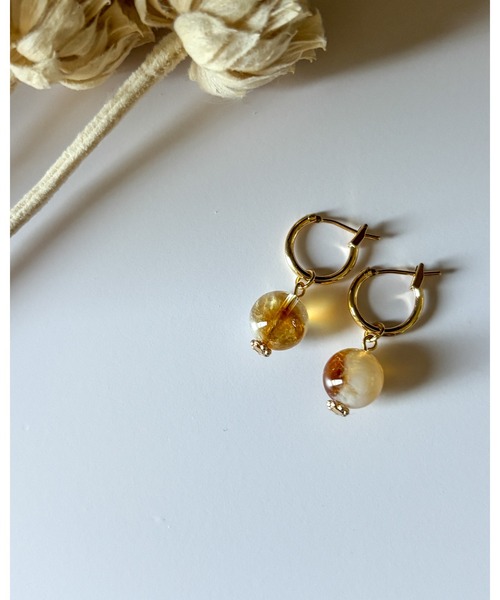 tone（トーン）の「【cocolani】［金属アレルギー対応］2way 天然石 フープピアス(MA)（ピアス（両耳用）・レディース・ダークグレー/ホワイト/クリア/ベージュ/ブルー/キャメル/ピンク/グリーン・FREE）」の12枚目の写真