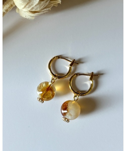 tone（トーン）の「【cocolani】［金属アレルギー対応］2way 天然石 フープピアス(MA)（ピアス（両耳用）・レディース・ダークグレー/ホワイト/クリア/ベージュ/ブルー/キャメル/ピンク/グリーン・FREE）」の13枚目の写真