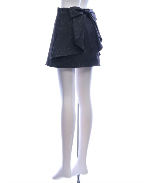 clear（クリア）の「バックリボンラメフレアミニスカート［骨格ウェーブ／ガーリー／華やか］（スカート・レディース・グレー/アイボリー/ブラック・S/M）」の16枚目の写真