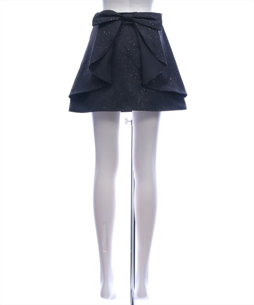 clear（クリア）の「バックリボンラメフレアミニスカート［骨格ウェーブ／ガーリー／華やか］（スカート・レディース・グレー/アイボリー/ブラック・S/M）」の22枚目の写真
