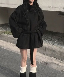 襟付きミドル丈メルトンコート