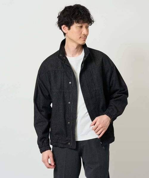 a.v.v(アーヴェヴェ)の「【洗濯機で洗える】12OZデニムジャケット(ブルゾン・メンズ・ブラック/ブラウン・46)」の1枚目の写真