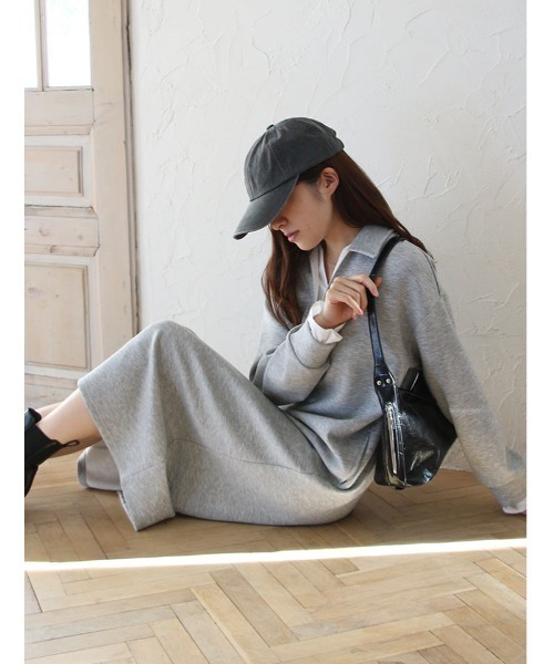 fifth(フィフス)の「シャツレイヤード風バイカラーポロワンピース(ワンピース・レディース・グレー/ブラック・M/XS)」の11枚目の写真