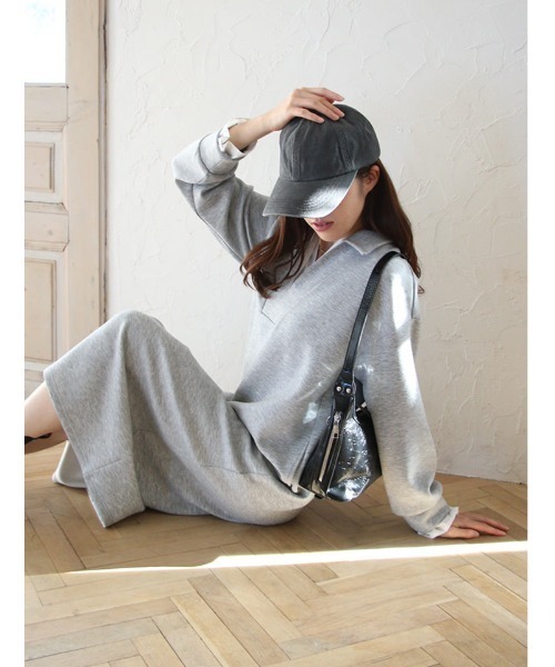 fifth(フィフス)の「シャツレイヤード風バイカラーポロワンピース(ワンピース・レディース・グレー/ブラック・M/XS)」の12枚目の写真