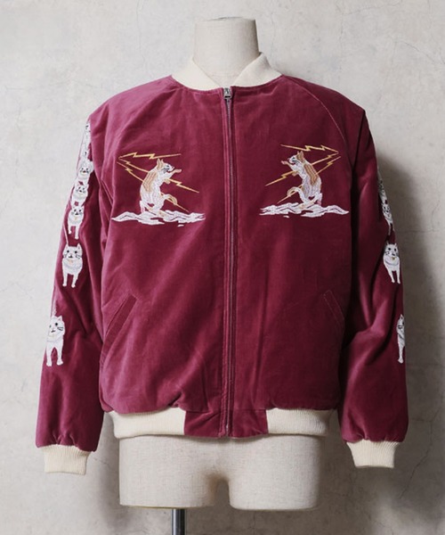 HOUSTON(ヒューストン)の「HOUSTON 別珍スカジャン(NYALASKA)(スカジャン・メンズ・ラベンダー・X-LARGE/MEDIUM)」の1枚目の写真