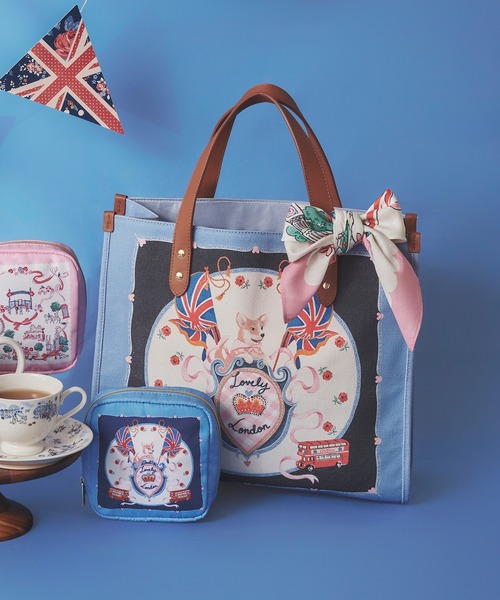 Cath Kidston(キャスキッドソン)の「レザーハンドルスクエアトートバッグ(トートバッグ・レディース・ネイビー/ピンク/ブルー・FREE)」の2枚目の写真