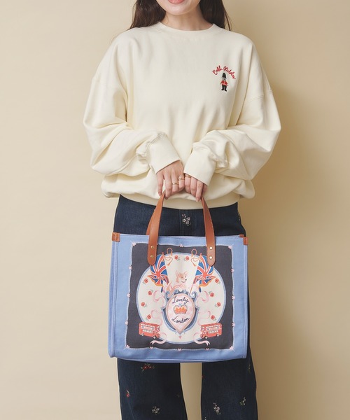 Cath Kidston(キャスキッドソン)の「レザーハンドルスクエアトートバッグ(トートバッグ・レディース・ネイビー/ピンク/ブルー・FREE)」の7枚目の写真