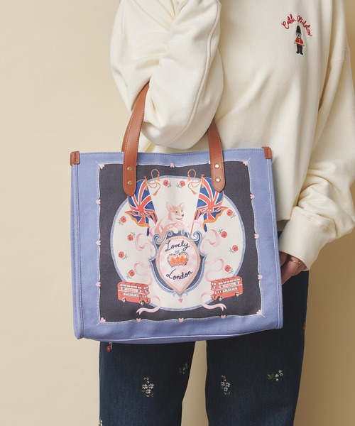 Cath Kidston(キャスキッドソン)の「レザーハンドルスクエアトートバッグ(トートバッグ・レディース・ネイビー/ピンク/ブルー・FREE)」の8枚目の写真