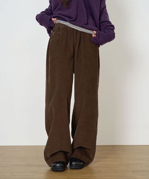 TOFFEE WOMEN(トフィーウィメン)の「W ローライズ コーデュロイ ウエストゴムパンツ (BROWN)(その他パンツ・レディース・その他・SMALL/MEDIUM/LARGE)」の1枚目の写真