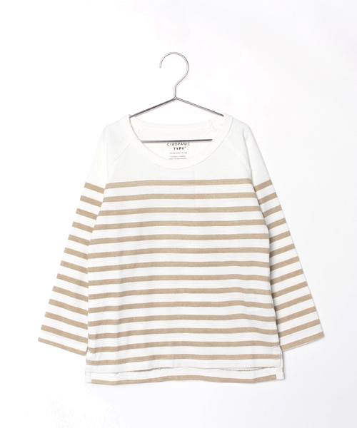 CIAOPANIC TYPY(チャオパニックティピー)の「ボーダープリントロングスリーブ(Tシャツ/カットソー・キッズ・ホワイト/グレー・125/105/135/115/95)」の2枚目の写真
