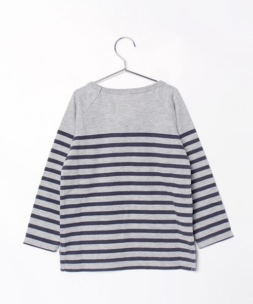 CIAOPANIC TYPY(チャオパニックティピー)の「ボーダープリントロングスリーブ(Tシャツ/カットソー・キッズ・ホワイト/グレー・125/105/135/115/95)」の3枚目の写真