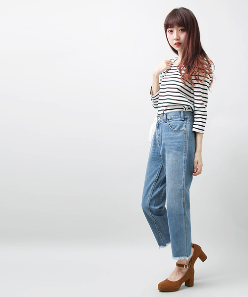 WEGO（ウィゴー）の「DISPARK/ハイウエストスリムデニム（デニムパンツ・レディース・ブラック/インディゴブルー・LARGE/MEDIUM）」の4枚目の写真