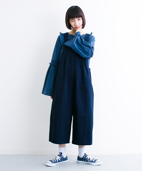 MERLOT（メルロー）の「フロントタックサロペット 2263（サロペット/オーバーオール・レディース・ブラック/カーキ/ベージュ/ネイビー・FREE）」の4枚目の写真