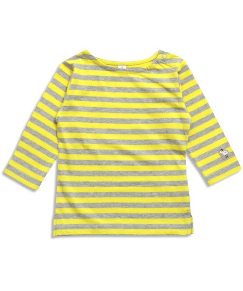 apres les cours（アプレレクール）の「ボーダーワッペンＴシャツ（Tシャツ/カットソー・キッズ・レッド/グレー/イエロー/サックスブルー・110/130/90/80/100/120）」の4枚目の写真