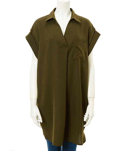 fifth（フィフス）の「スキッパーロングシャツ（シャツ/ブラウス・レディース・ホワイト/グレー/カーキ/ブラック・MEDIUM）」の4枚目の写真