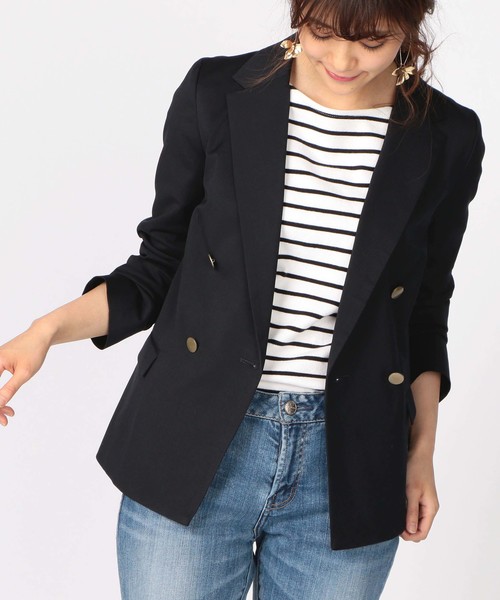 Cheek（チーク）の「TRストレッチダブルジャケット（テーラードジャケット・レディース・ネイビー/ベージュ・MEDIUM）」の2枚目の写真