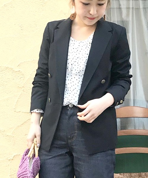 Cheek（チーク）の「TRストレッチダブルジャケット（テーラードジャケット・レディース・ネイビー/ベージュ・MEDIUM）」の7枚目の写真