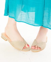 [リネン風/花柄/無地]シーズンムード満点の足元に！フラットサンダル/レディースシューズ[I1464]神戸レタス