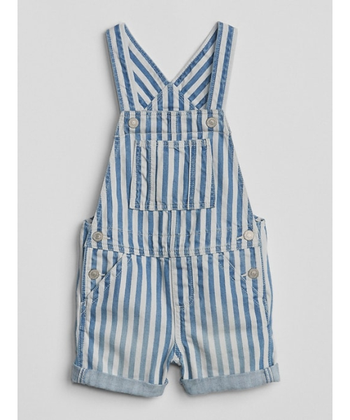 GAP(ギャップ)の「Gap レイルロードストライプ ショートオール(その他パンツ・キッズ・インディゴブルー・95cm/105cm/100cm/90cm/110cm/80cm)」の1枚目の写真