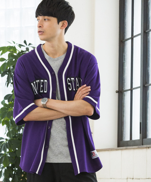 WEGO(ウィゴー)の「WEGO/ベースボールシャツ(シャツ/ブラウス・メンズ・ホワイト/ブラック/グリーン/レッド/イエロー/パープル・LARGE/MEDIUM)」の5枚目の写真