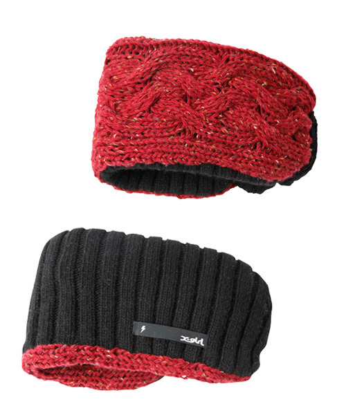 X-girl(エックスガール)の「KNIT HAIR BAND(ヘアバンド・レディース・ブラック/レッド・ONE SIZE)」の1枚目の写真