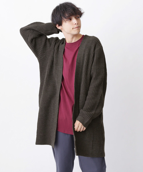MONO-MART(モノマート)の「オーバーニットロングラインカーデ(カーディガン/ボレロ・メンズ・ブラック/ネイビー/キャメル/チャコール・FREE)」の3枚目の写真