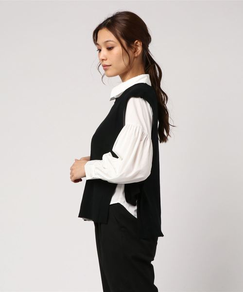 archives(アルシーヴ)の「ボリューム袖ブラウス&リブニットベストSET(シャツ/ブラウス・レディース・ブラック/ベージュ/ネイビー/アイボリー・MEDIUM)」の9枚目の写真