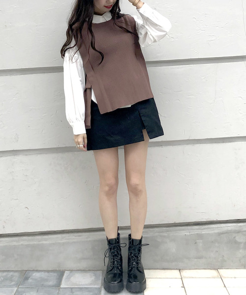 archives(アルシーヴ)の「ボリューム袖ブラウス&リブニットベストSET(シャツ/ブラウス・レディース・ブラック/ベージュ/ネイビー/アイボリー・MEDIUM)」の8枚目の写真