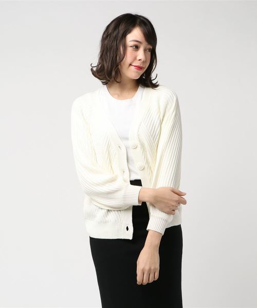 rps（アールピーエス）の「模様編みボリューム袖ショートニットカーディガン（カーディガン/ボレロ・レディース・ブラック/オフホワイト/ピンク/ミント/杢グレー・M）」の19枚目の写真