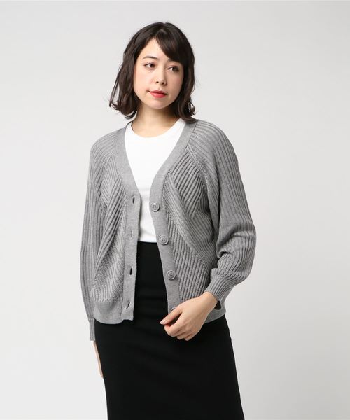 rps（アールピーエス）の「模様編みボリューム袖ショートニットカーディガン（カーディガン/ボレロ・レディース・ブラック/オフホワイト/ピンク/ミント/杢グレー・M）」の17枚目の写真