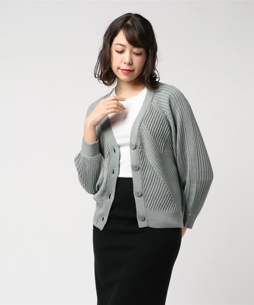 rps（アールピーエス）の「模様編みボリューム袖ショートニットカーディガン（カーディガン/ボレロ・レディース・ブラック/オフホワイト/ピンク/ミント/杢グレー・M）」の15枚目の写真