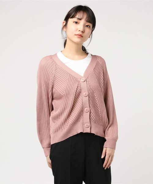 rps（アールピーエス）の「模様編みボリューム袖ショートニットカーディガン（カーディガン/ボレロ・レディース・ブラック/オフホワイト/ピンク/ミント/杢グレー・M）」の22枚目の写真