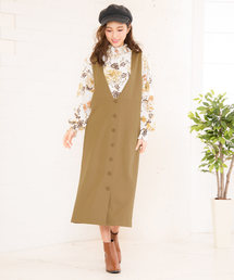 KOBE LETTUCE | フロントボタンポンチVネックジャンスカワンピース(ジャンパースカート)