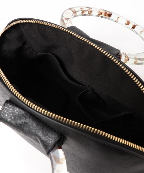 KOBE LETTUCE（コウベレタス）の「フェイクレザークリアハンドルバッグ（ハンドバッグ・レディース・グレイッシュベージュ/ブルーグリーン/ブラック・FREE）」の4枚目の写真