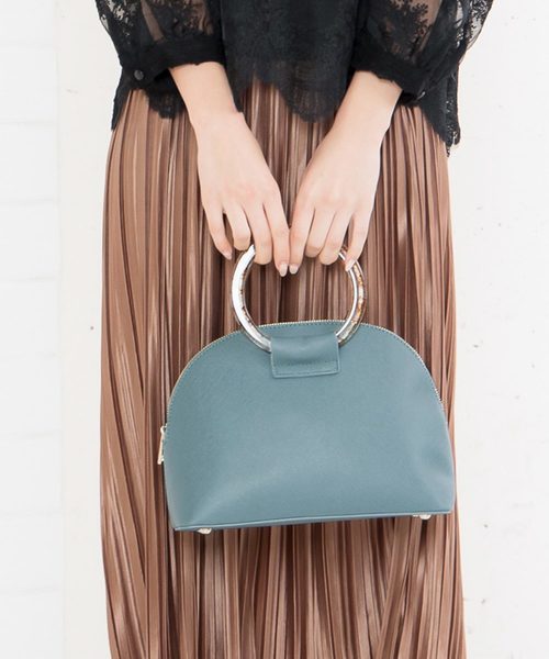 KOBE LETTUCE（コウベレタス）の「フェイクレザークリアハンドルバッグ（ハンドバッグ・レディース・グレイッシュベージュ/ブルーグリーン/ブラック・FREE）」の3枚目の写真