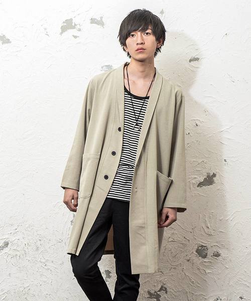 MinoriTY（マイノリティ）の「ショールカラーロングガウン（その他アウター・メンズ・ブラック/ベージュ/ライトグリーン/チャコール・M/L）」の4枚目の写真
