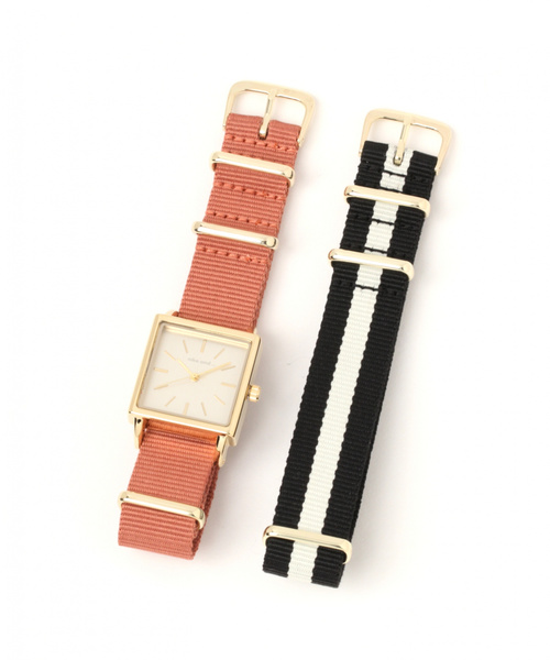 niko and...（ニコアンド）の「チェンジベルトスクエアウォッチ（アナログ腕時計・レディース・ブラック/ピンク・0）」の2枚目の写真