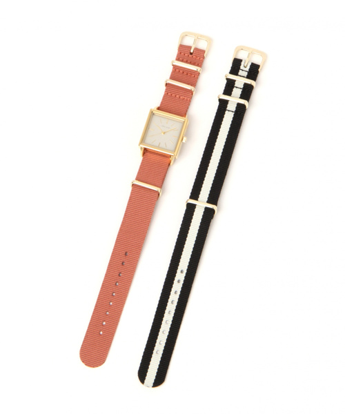 niko and...（ニコアンド）の「チェンジベルトスクエアウォッチ（アナログ腕時計・レディース・ブラック/ピンク・0）」の4枚目の写真