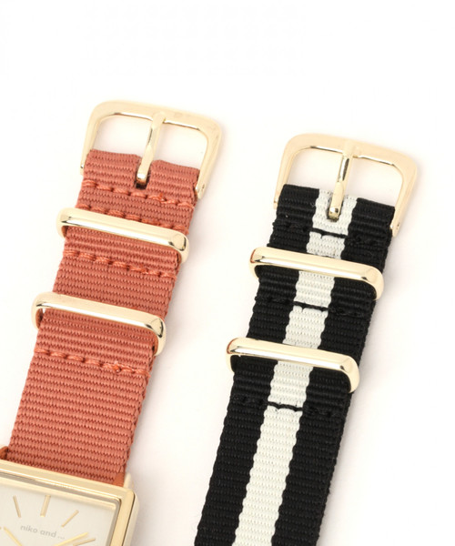 niko and...（ニコアンド）の「チェンジベルトスクエアウォッチ（アナログ腕時計・レディース・ブラック/ピンク・0）」の8枚目の写真