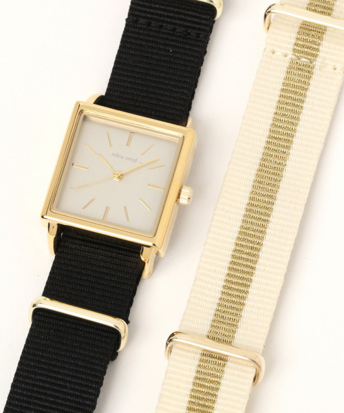 niko and...（ニコアンド）の「チェンジベルトスクエアウォッチ（アナログ腕時計・レディース・ブラック/ピンク・0）」の12枚目の写真