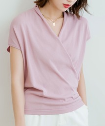 カシュクールフレンチスリーブニットトップス