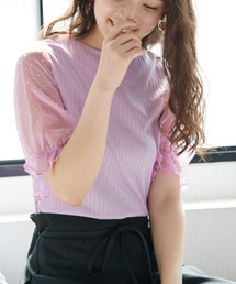 ドットドビーキーネックトップス