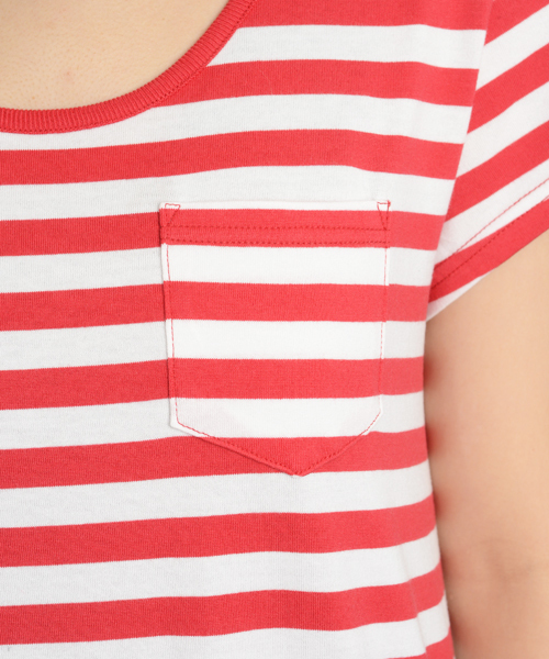 X-girl（エックスガール）の「BASIC BORDER MAXI DRESS（ワンピース・レディース・レッド/イエロー/ネイビー・1/2）」の8枚目の写真