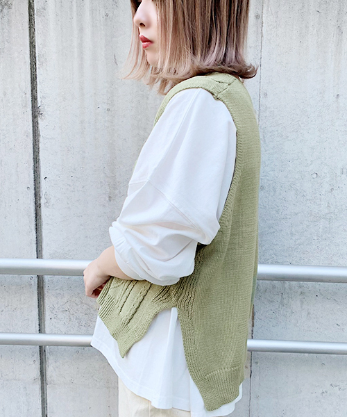 apres jour（アプレジュール）の「ケーブルＶニットベスト【ZOZOTOWN限定アイテム】（ニット/セーター・レディース・ブルー/ライトグリーン/アイボリー/スモークピンク・フリー）」の21枚目の写真